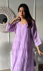 将图像加载到图库查看器中， Women's Lucknowi Handcrafted Raw silk Chikankari Kurti - HONC0330089