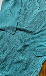 Load image into Gallery viewer, Yusra Women&#39;s Lakhnavi Handcrafted Viscose Georgette Chikankari Kurti- HONC0282692
