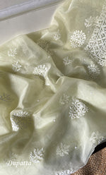 Load image into Gallery viewer, Women&#39;s Lakhnavi Handcrafted Organza Chikankari Unstitched Full Suit Material - HONC0287044
