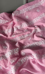Load image into Gallery viewer, Alishba Women&#39;s Lucknowi Handcrafted Kota Cotton Chikankari Unstitched Kurta And Dupatta Set - HONC0312639

