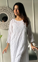 将图像加载到图库查看器中， Women's Lucknowi Handcrafted Cotton Chikankari Kurti - HONC0330067