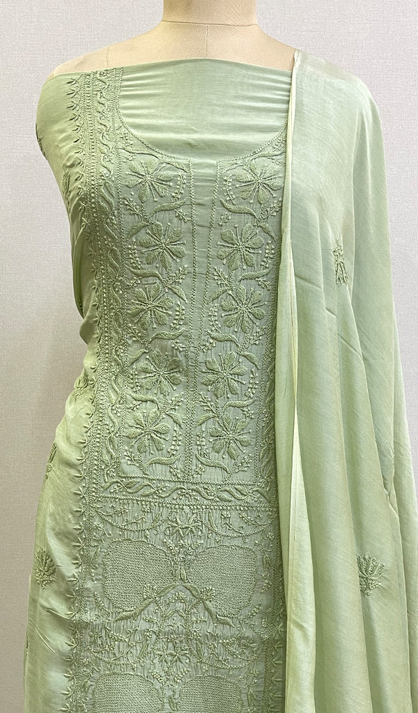 Women's Lucknowi Handcrafted Muslin Chikankari Suit Material -HONC0167722