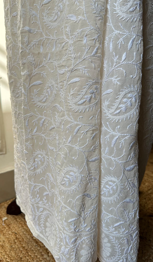 Women's Lakhnavi Handcrafted Pure Silk Georgette Chikankari - HONC0213505