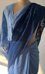 Load image into Gallery viewer, Women&#39;s Lakhnavi Handcrafted Viscose Georgette Chikankari Saree - HONC0271083
