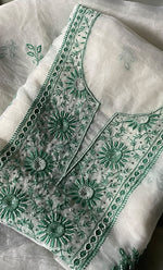 Load image into Gallery viewer, Women&#39;s Lakhnavi Handcrafted Pure Organza Chikankari Unstitched Kurta And Dupatta Set- HONC0297174
