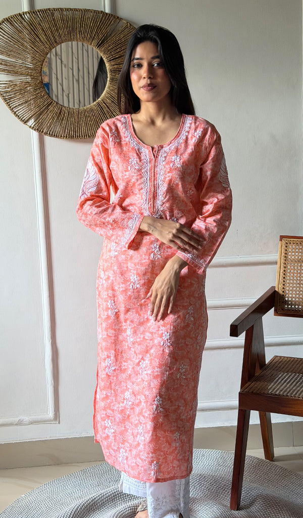 Shagufta Women's Lucknowi Handcrafted Cotton Chikankari Kurti - HONC0350558
