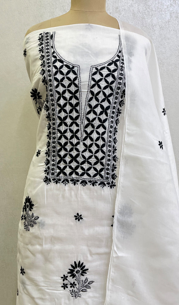 Women's Lakhnavi Handcrafted Mul Cotton Chikankari Kurta And Dupatta Set- HONC0161740