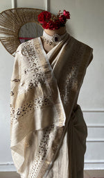 Load image into Gallery viewer, Women's Lakhnavi Handcrafted Munga Silk Chikankari Saree - HONC0353052
