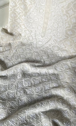 将图像加载到图库查看器中， Lucknowi Handcrafted Pure Silk Georgette Chikankari Unstitched Men&#39;s Kurta Fabric - HONC0313305
