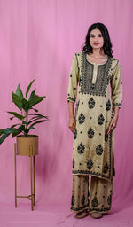 Load image into Gallery viewer, Shifa Women&#39;s Lakhnavi Handcrafted Modal Cotton Chikankari Kurta And Palazzo Set - HONC0216838
