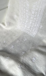 Load image into Gallery viewer, Women's Lakhnavi Handcrafted Cotton Chikankari Unstitched Kurti Fabric - HONC0324593