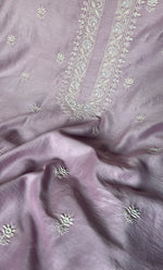 将图像加载到图库查看器中， Lucknowi Handcrafted Chanderi Silk Unstitched Chikankari Unisex Kurta Fabric  -  HONC0330186