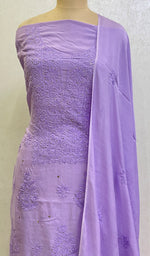 Load image into Gallery viewer, Women&#39;s Lucknowi Handcrafted Muslin Chikankari Suit Material - HONC0129616

