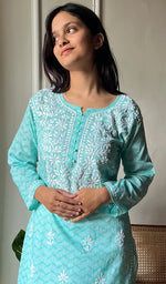 Load image into Gallery viewer, Women&#39;s Lucknowi Handcrafted Cotton Chikankari Kurti - HONC0290215
