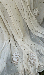 Load image into Gallery viewer, Women&#39;s Lakhnavi Handcrafted Pure Silk Georgette Chikankari Saree - HONC0278767
