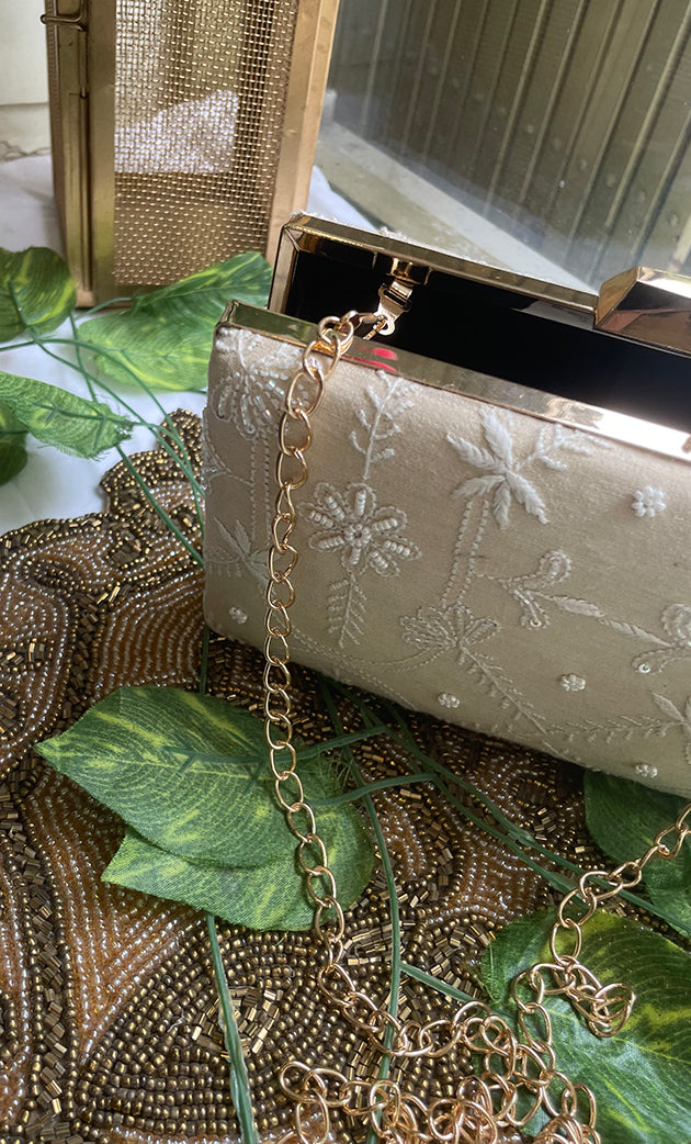 Pink Chikankari Embroidered Clutch - HONC0313600
