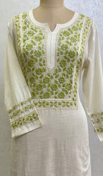 Load image into Gallery viewer, Women&#39;s Lucknowi Handcrafted Cotton Chikankari Kurti - HONC0160425