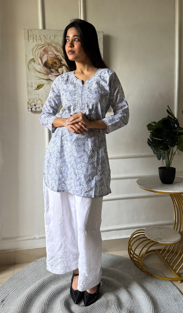 ilma Women's Lakhnavi Handcrafted Cotton Chikankari Top - HONC0346974