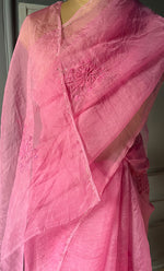 Load image into Gallery viewer, Women&#39;s Lucknowi Handcrafted Pure Organza Silk Chikankari Saree - HONC0273030
