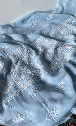 Load image into Gallery viewer, Women's Lakhnavi Handcrafted Unstitched Mul Chanderi Kurta And Dupatta Set - HONC0322456