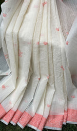Load image into Gallery viewer, Women&#39;s Lakhnavi Handcrafted Chanderi silk Chikankari Saree - HONC0281266
