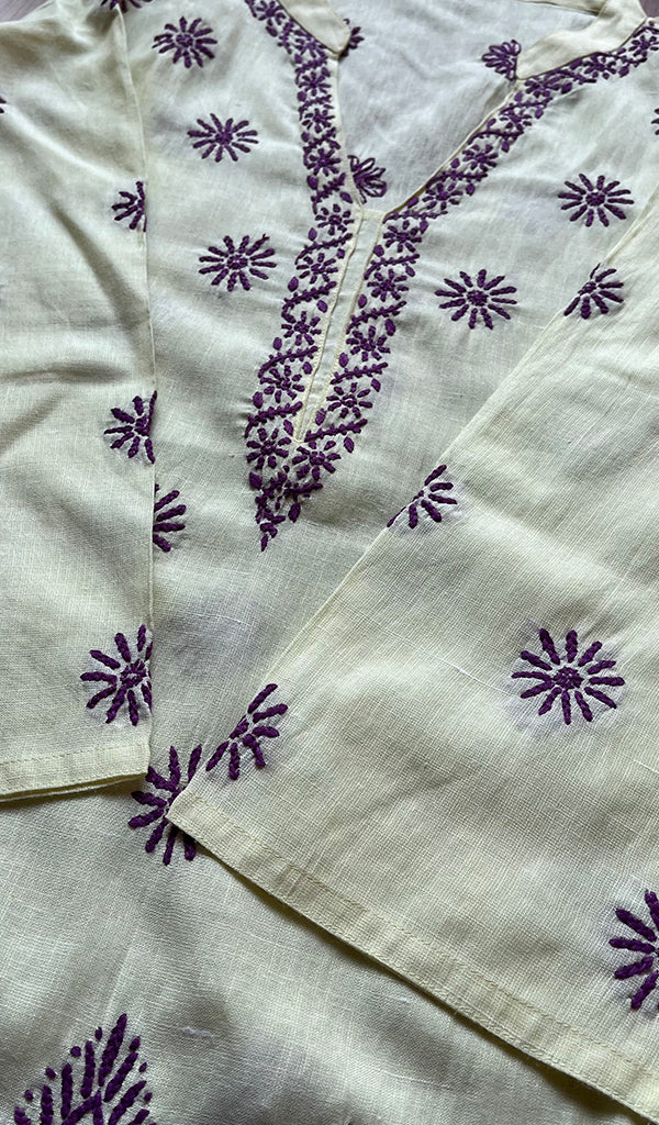 Women's Lakhnavi Handcrafted Cotton Chikankari Kurti - N1779