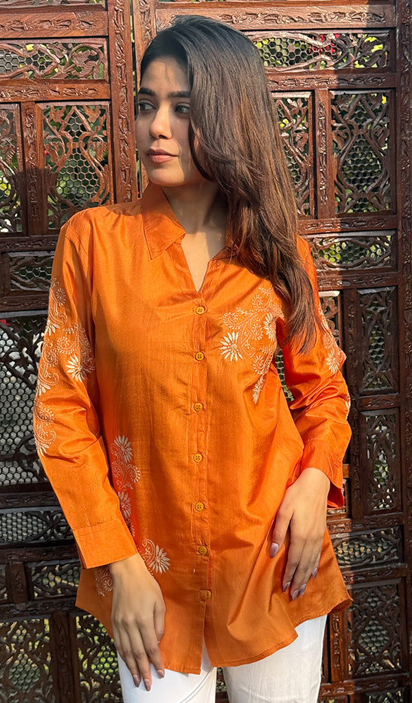 Pure banglore silk top with fine Chikankari