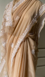 Load image into Gallery viewer, Women&#39;s Lakhnavi Handcrafted Faux-Georgette Chikankari Saree - HONC0228984
