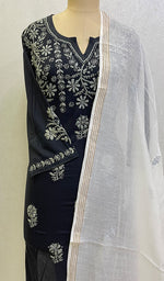 Load image into Gallery viewer, Women&#39;s Lakhnavi Handcrafted Mul Chanderi Chikankari Dupatta - Honc0135705
