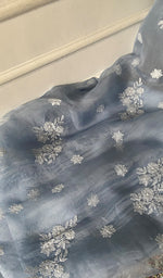 Load image into Gallery viewer, Women's Lakhnavi Handcrafted Pure Organza Chikankari Semi stitched Kurta And Dupatta Set- HONC0348612