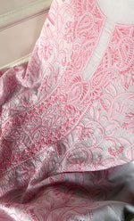 将图像加载到图库查看器中， Women's Lakhnavi Handcrafted Modal Cotton Chikankari Unstitched Kurti Fabric - HONC0325225