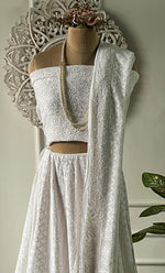 将图像加载到图库查看器中， Women's Lakhnavi Handcrafted Bridal Viscose Georgette Chikankari Lehenga Set - HONC0242217