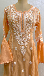 Load image into Gallery viewer, Fariah Women&#39;s Lucknowi Handcrafted Mul Chanderi Chikankari Dress - HONC0160043
