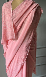 Load image into Gallery viewer, Women&#39;s Lakhnavi Handcrafted Viscose Georgette Chikankari Saree - HONC0290055
