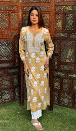 将图像加载到图库查看器中， Women&#39;s Lucknowi Handcrafted Cotton Chikankari Kurti - HONC0234307
