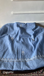 Load image into Gallery viewer, Women's Lakhnavi Handcrafted Mul Chanderi Unstitched Chikankari Full Suit - HONC0317048