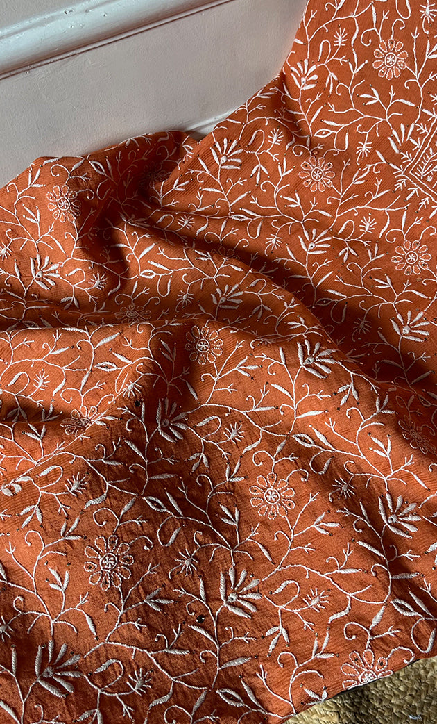 Women's Lakhnavi Handcrafted Maheshwari Mul Chanderi Kurta And Dupatta Set - HONC0275132