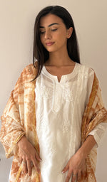 Load image into Gallery viewer, Women's Lakhnavi Handcrafted Mul Chanderi Chikankari Dupatta - HONC0349241