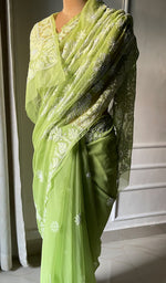 Load image into Gallery viewer, Women&#39;s Lucknowi Handcrafted Faux-Georgette Chikankari Saree - HONC0295210
