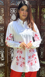 Load image into Gallery viewer, Nasrin Women&#39;s Lakhnavi Handcrafted Cotton Chikankari Top - HONC0281772

