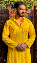 Load image into Gallery viewer, Men&#39;s Faux-Georgette Hakoba Kurta - HONC0266681
