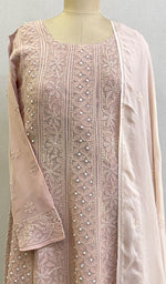 将图像加载到图库查看器中， Women&#39;s Lucknowi Handcrafted Viscose Georgette Chikankari Anarkali With Dupatta Set - HONC078525
