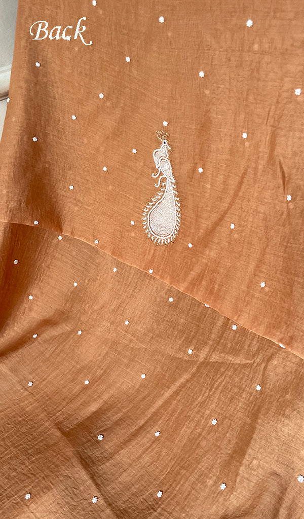 Women's Lakhnavi Handcrafted Mul Chanderi Unstitched Kurta And Dupatta Set- HONC0323418