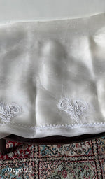 White Pure Organza Silk Chikankari 2 Pc Unstitched Suit Set