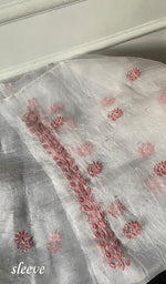 Load image into Gallery viewer, Women's Lakhnavi Handcrafted Pure Organza Chikankari Unstitched Kurta And Dupatta Set- HONC0340872
