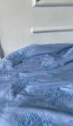 Load image into Gallery viewer, Women's Lakhnavi Handcrafted Mul Chanderi Unstitched Chikankari Full Suit Material - HONC0328110