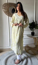 将图像加载到图库查看器中， Women's Lucknowi Handcrafted Cotton Chikankari Angrakha - HONC0343795
