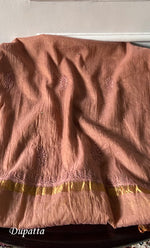 Load image into Gallery viewer, Women's Lakhnavi Handcrafted Mul Chanderi Unstitched Chikankari Full Suit Material - HONC0324502