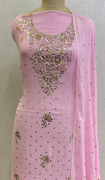 Load image into Gallery viewer, Women&#39;s Lakhnavi Handcrafted Viscose Georgette Chikankari Full Suit Material- HONC0138694