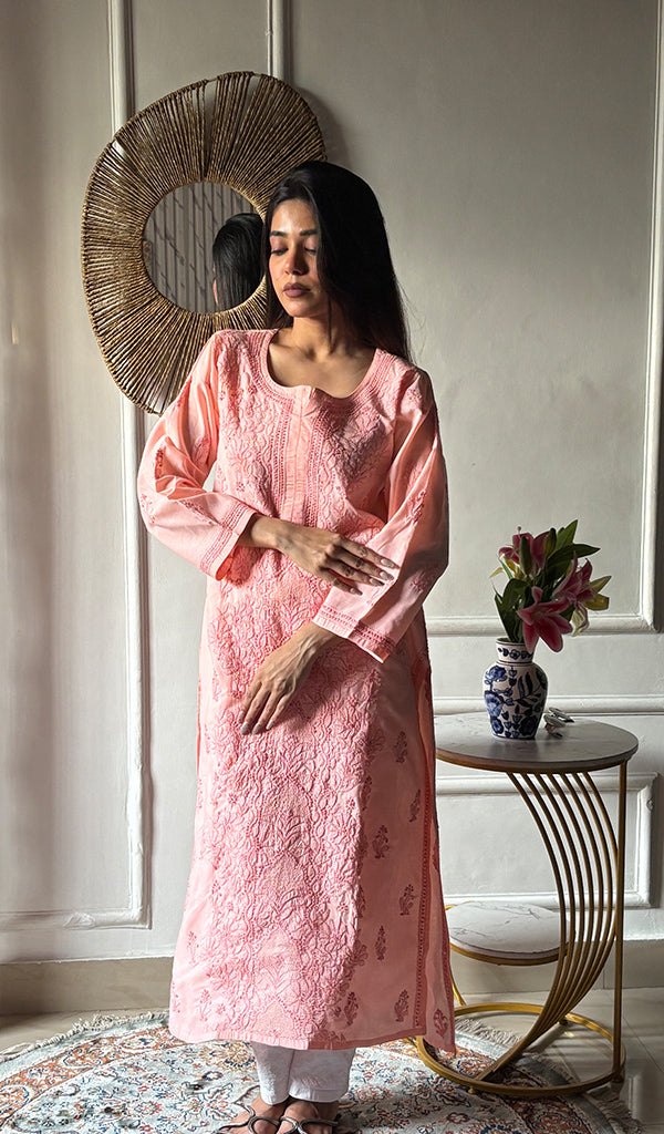 Shreea Women's Lakhnavi Handcrafted Cotton Chikankari Kurti - HONC0347158